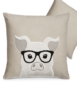 Pig With Glasses 18 Inch Pillow With Insert - NEW From RAZ 2024