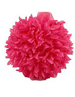 8 Inch Pink Silk Flower Ball Pink With Organza Ribbon