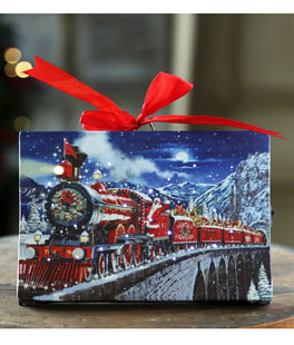 6 Inch Santa Express Lighted Print Ornament With Easel Back