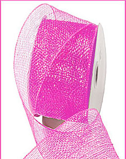 Deco Poly Mesh Ribbon - Metallic Pink 2.5 Inch Wide