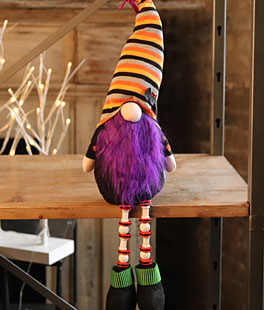 Halloween Gnome Shelf Sitter 16 Inch Plush With Beaded Legs