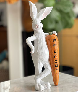 Resin Easter Bunny With Welcome Carrot - 12 Inch NEW 2024
