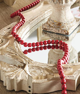 9 Foot Red Wood Beaded Garland - New From RAZ