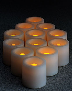 Tall Tea Lights - With Recessed Amber LED - Super Bright Set of 12