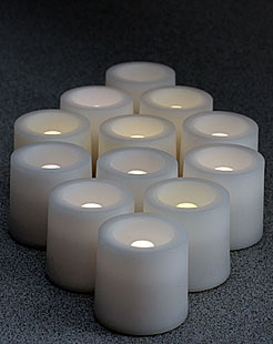 Tall Tea Lights - With Recessed Warm White LED - Super Bright Set of 12