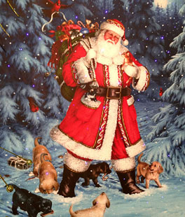Lighted Canvas Art With Twinkling LED's  Santa Scene Print - From RAZ