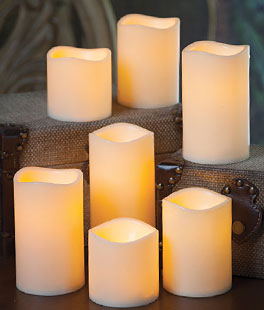 Set of 7 Ivory Wax Flameless Candles
