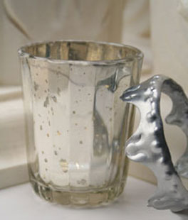 Silver Mercury Glass Votive Holder - Removable Rim