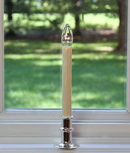 Ultra Bright Adjustable LED Cordless Window Candle Dual Sided Bulb - Timer - Silver Finish