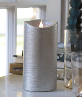 Silver Simplux LED Designer Candle - Moving Flame 3.5x7