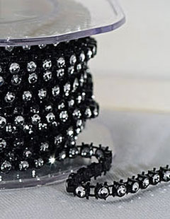 Black Rhinestone Bling Mesh 30 Feet Single Row