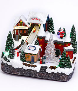 Musical Animated Christmas Winter Ski Village - With Sound and Motion