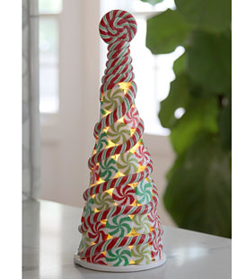 Lighted Candy Glitter Cone Tree - Battery Operated 11.75
