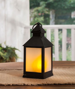 9.25 Inch FireGlow LED Plastic Lantern with Frosted Panes