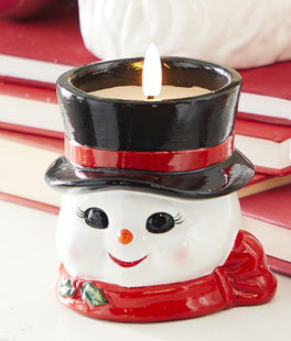 Ceramic Snowman With Flameless Candle 4 Inch