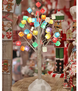 Lighted Gingerbread Gum Drop Candy Tree Battery Operated - 16 Inch