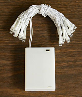 Battery String Light 7 Feet Long - 20 Bulbs - White Wire