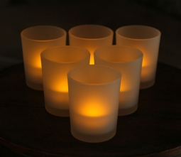 3 Inch White Frosted Battery Operated Tea Light Votive Candles - Set of 6