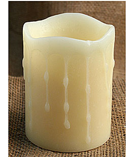 Unscented Ivory Drip 3x4 Battery Operated Candle with Dual Timer