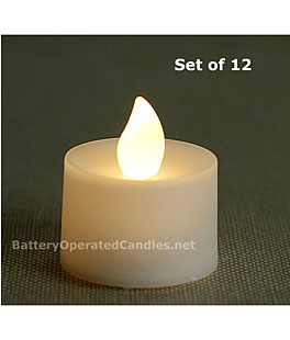 Tall Flameless Tea Lights Warm White LED - Battery Operated Set of 12