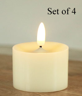 Set of 4 Wax Votive Candles 2.5 x 2.5 - Timer