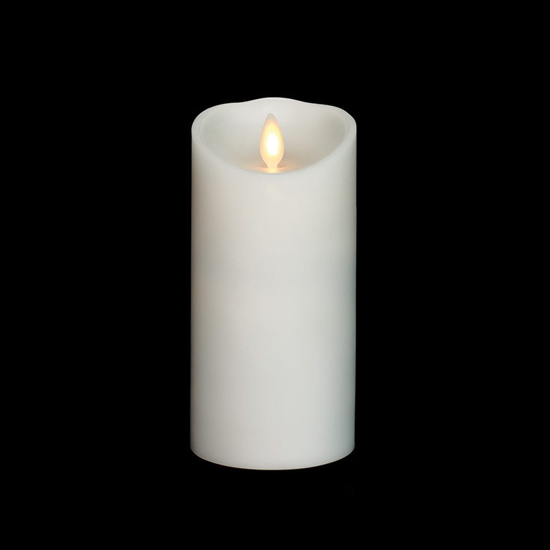 3 Inch Diameter White Moving Flame 6 Inch Candle - Remote Ready