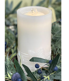 White Wax With Butterfly Design Aquaflame Fountain Candle - Remote Control Included