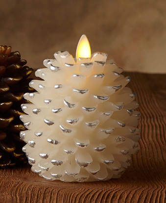 Luminara 4 Inch Ivory Pine Cone Candle Battery Operated - Timer - Buy Now