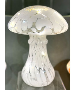 9 Inch Tall Lighted Glass Mushroom Battery Operated - New 2025